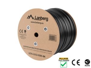 Кабел Lanberg LAN cable FTP Cat.6 305m Outdoor Solid CU Fluke Passed, black