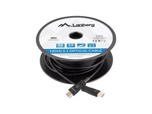 Кабел Lanberg HDMI M/M V2.1 cable, 30m, Optical, Black AOK