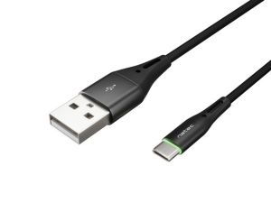 Кабел Natec USB-C(M) -> USB-A (M) 2.0 cable 1m. Black LED nylon