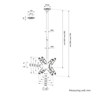 Стойка Neomounts Back to Back Screen Ceiling Mount (Height: 106-156 cm)