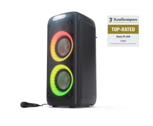 Тонколони Sharp Speakers PS-949, XPARTY STREET BEAT  2 x 8" woofers + horn tweeter, max power output 132 W, 12 h play time by built in battery, True wireless Stereo, USB Music playback and charging, DJ FX, BT 5.0, 2 x Mic/Guitar inputs, Splashproof (IPX4)