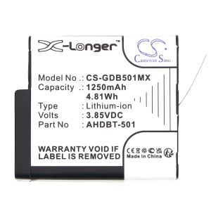 Батерия за камера GOPRO Hero 5; Hero 6; Hero 7; Hero 8   AHDBT-501  3,85V 1250mAh   LIIon Cameron Sino