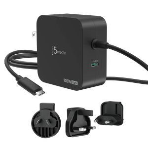 j5create JUP25102V Зарядно 220V-  GaN 102W  USB-C 2порта- за лаптопи, таблети, телефони