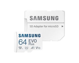 Карта памет Samsung EVO Plus, microSDXC, UHS-I, 64GB, Адаптер