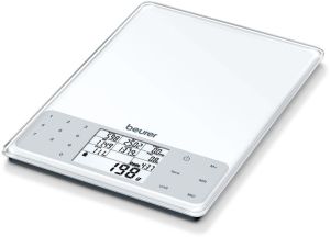 Везна Beurer DS 61 nutritional analysis scale; Nutritional and energy values for 950 saved foods (kcal, kJ, fat, bread units, protein, carbohydrates and cholesterol) and space for 50 customisablememory spaces; 5 kg / 1 g